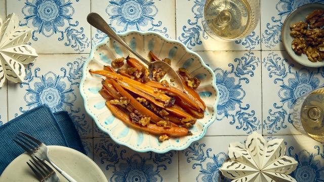 Carottes glacées au sirop d'érable et noix de pécan