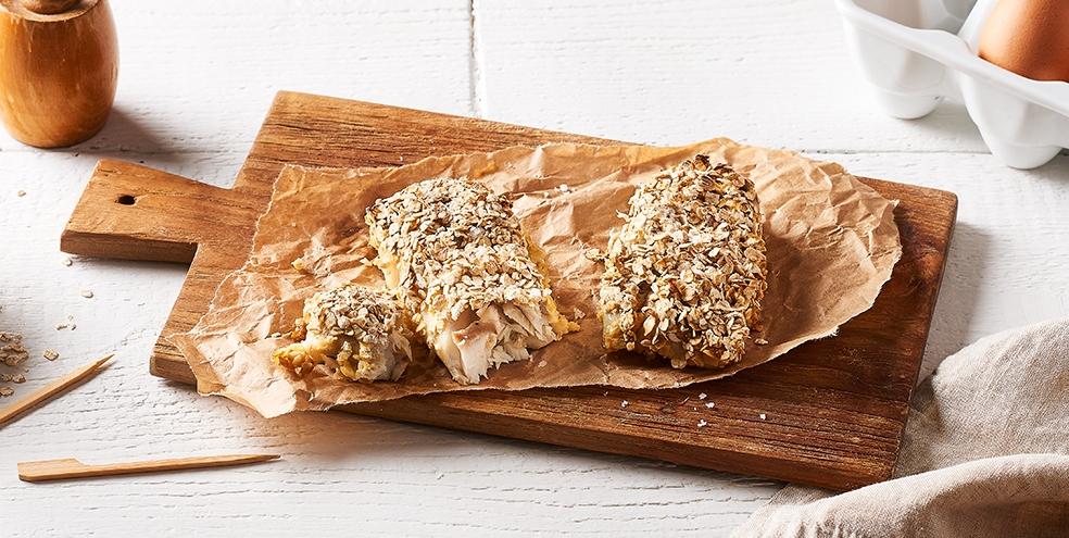 Colin pané aux flocons d'avoine