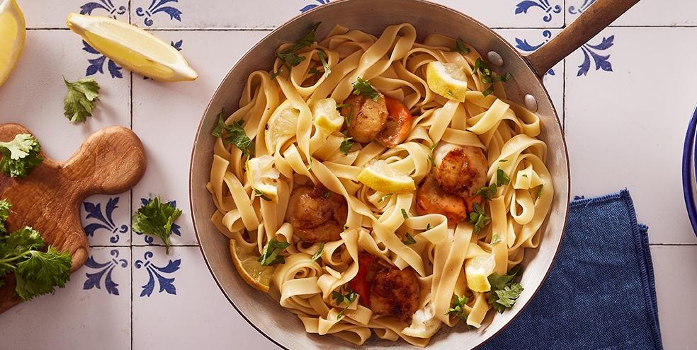 Tagliatelles au citron et aux Noix de Saint-Jacques