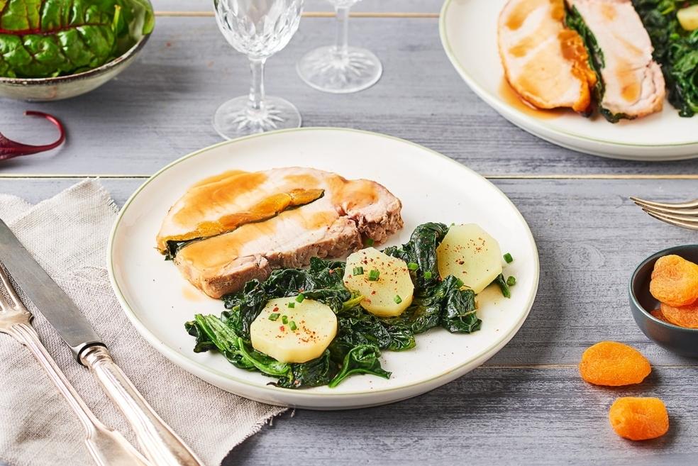 Rôti de porc à la bière et aux abricots