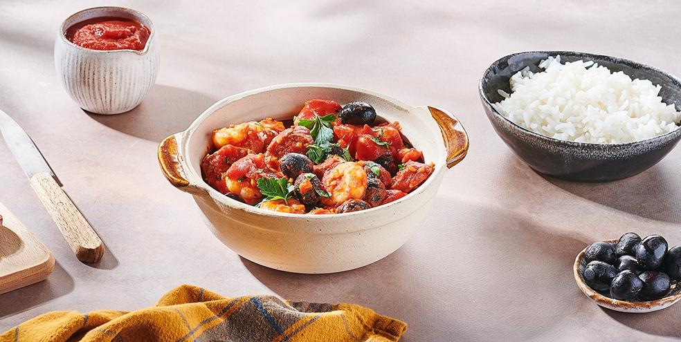 Crevettes piquantes au chorizo