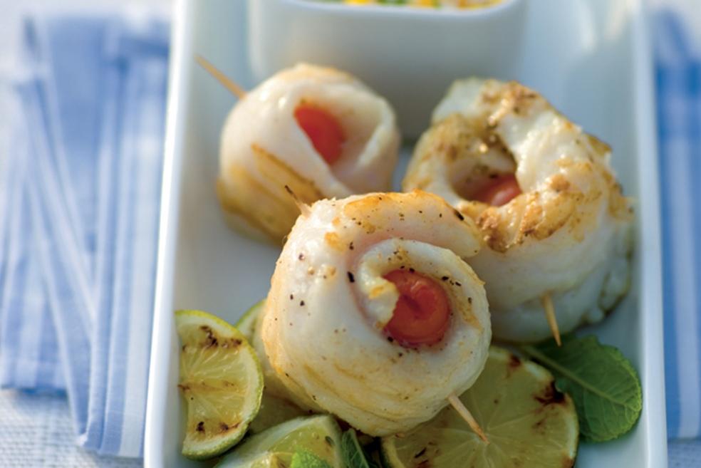 Rouleaux de colin à la tomate, sauce abricot