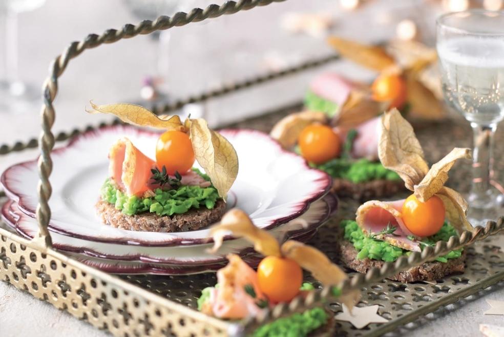 Bouchées aux petits pois et jambon