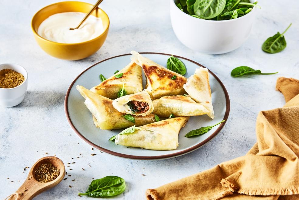 Bricks aux épinards et à la viande hachée