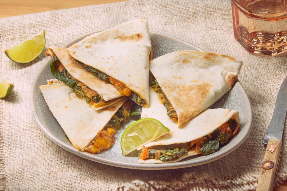 Quesadillas cheddar épinards