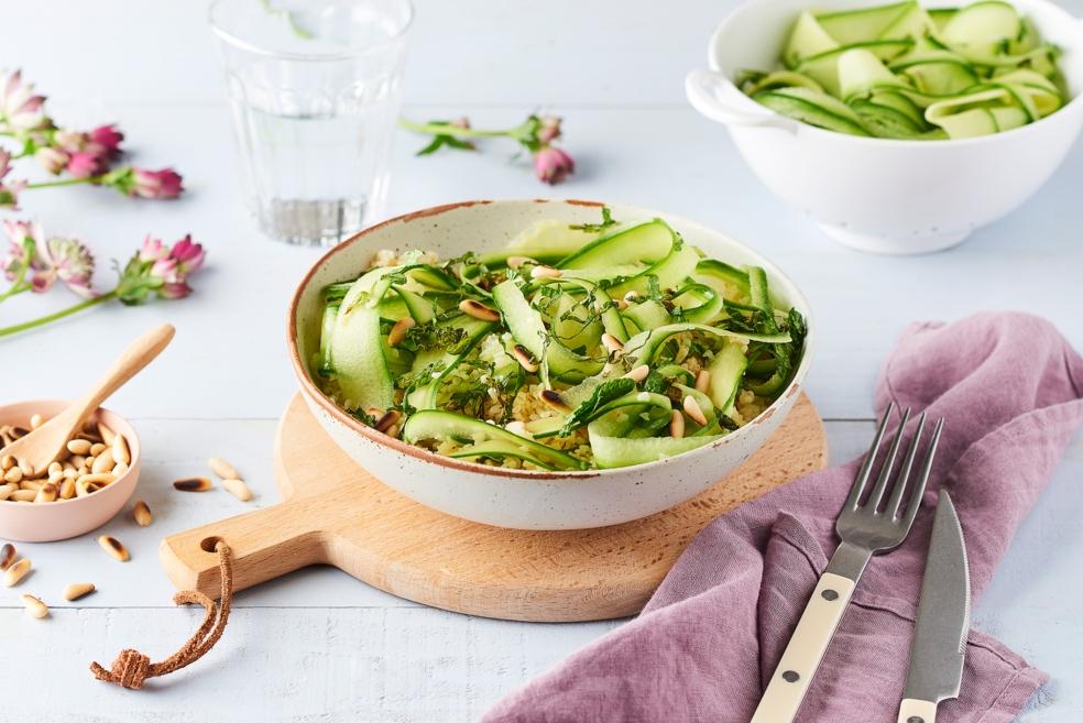 Tagliatelles de concombre et boulgour