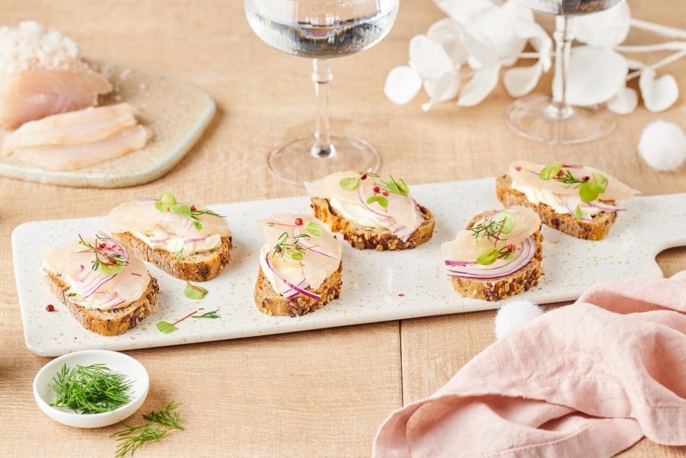 Gravlax de cabillaud, citron et aneth