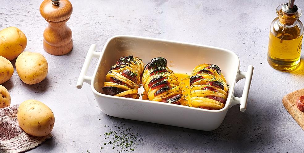Pommes de terre hasselback au chorizo