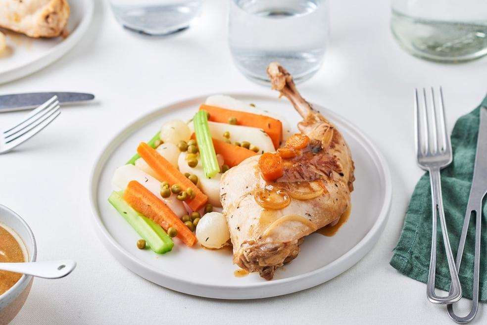 Lapin à la bière et jardinière de légumes