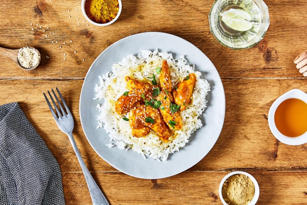 Poulet mariné au miel et aux épices