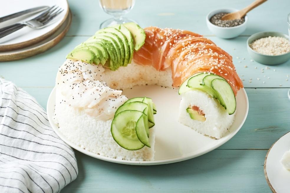 Donut sushi géant saumon et avocat