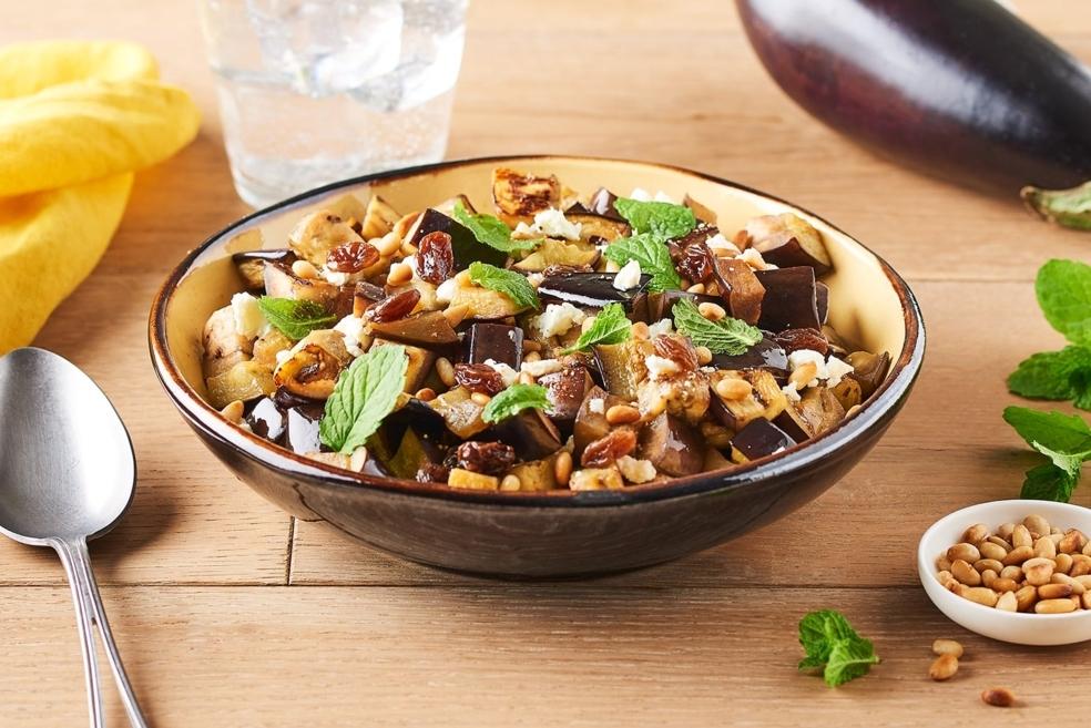 Salade d'aubergines rôties au chèvre