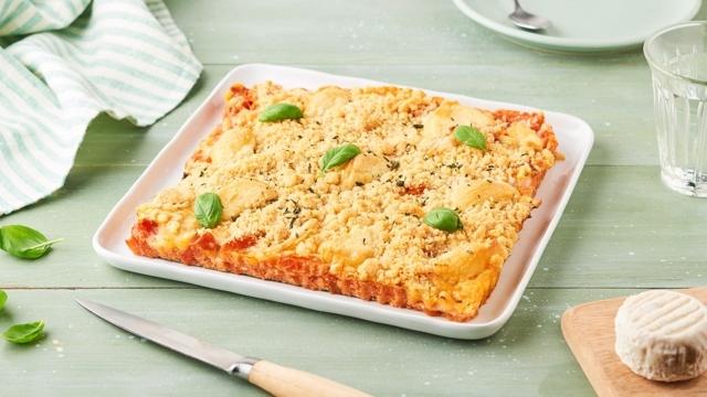 Tarte tomate et fromage frais façon crumble