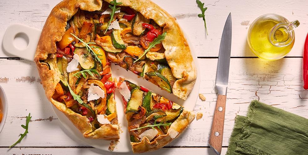 Tarte rustique poivrons courgettes