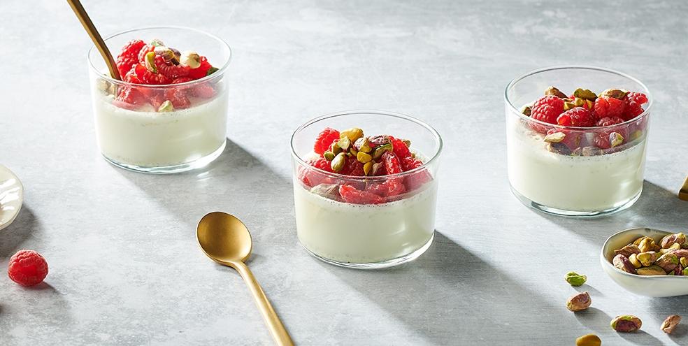 Panna cotta pistaches et framboises