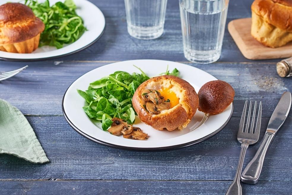 Œufs en brioche et champignons
