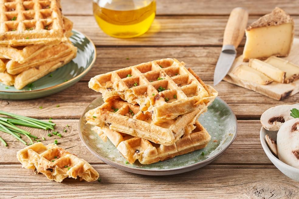 Gaufres aux champignons et tomme de montagne