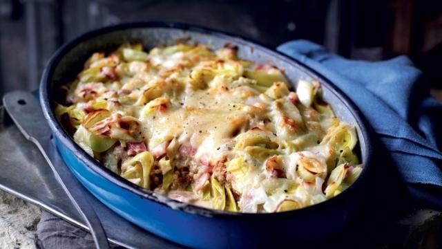 Gratin de poireaux et jambon à l'ancienne