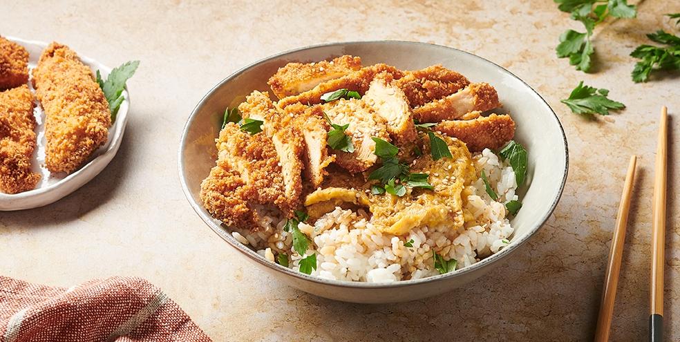 Katsudon au poulet pané