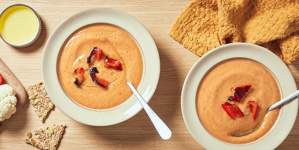 Soupe de chou-fleur au poivron grillé