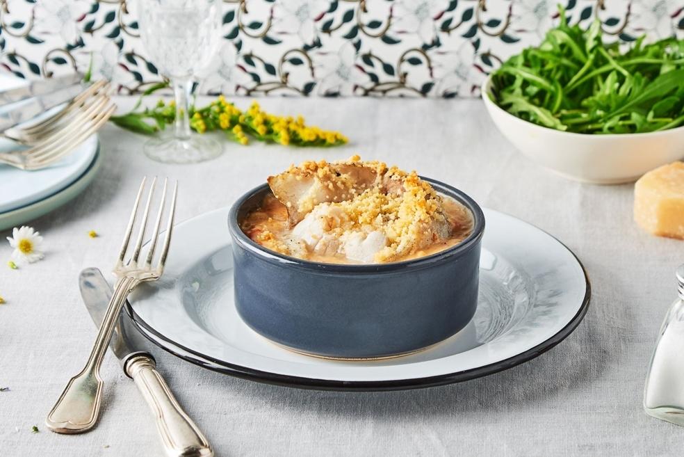 Cassolette de lieu noir au vin blanc