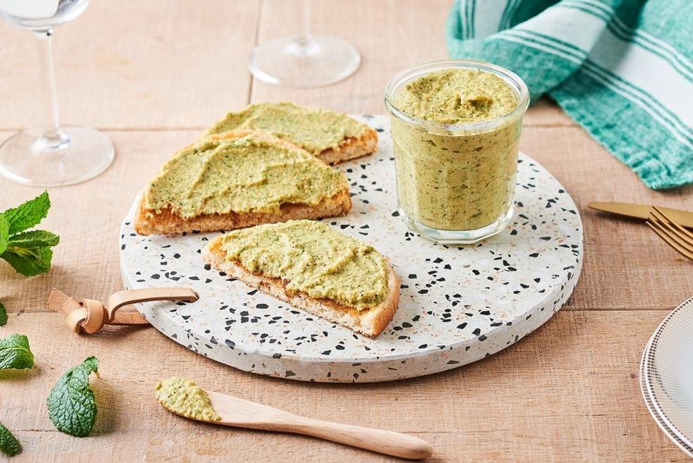 Houmous de courgettes, pois chiche et menthe