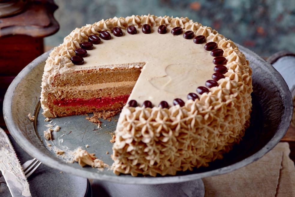 Gâteau au café et aux framboises