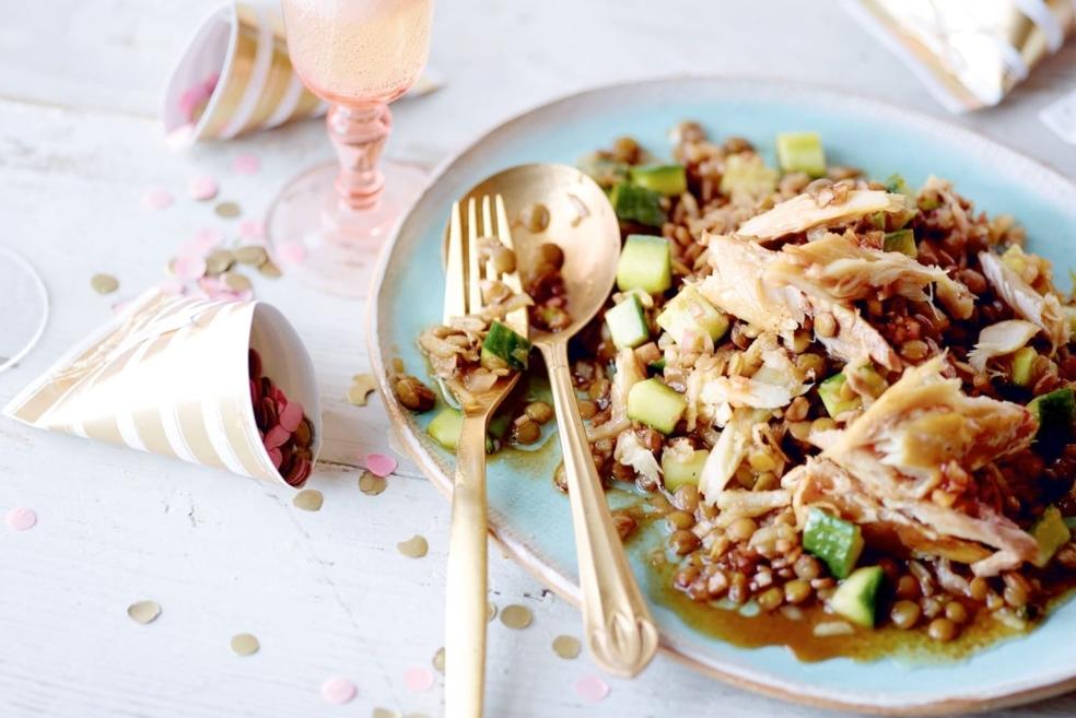 Salade de maquereaux, lentilles et pommes
