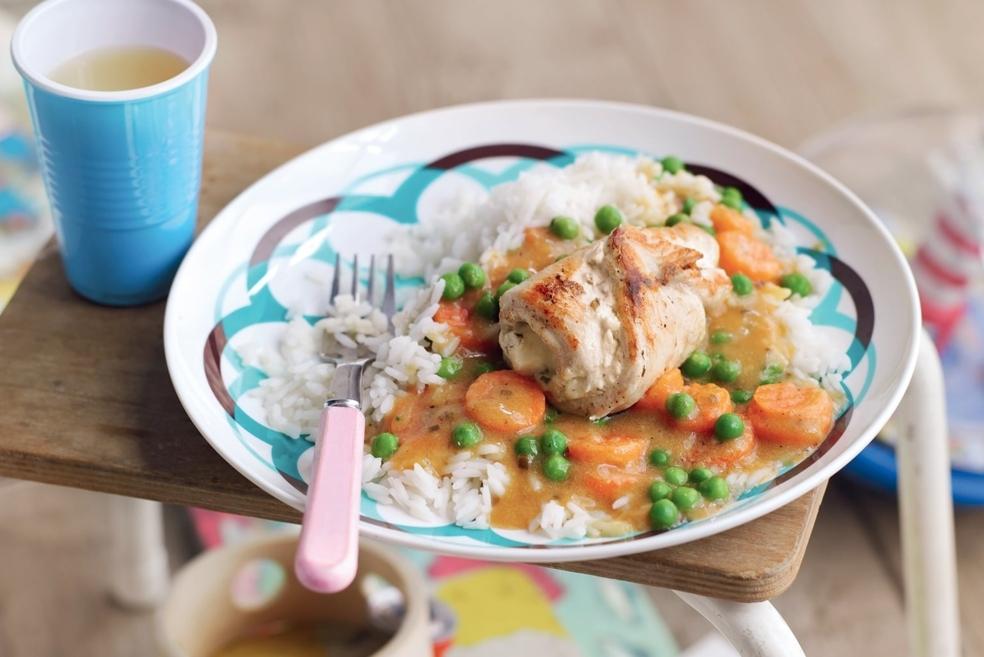 Roulés de dinde et riz aux légumes