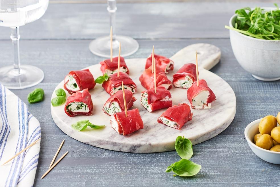Rouleaux de viande des grisons et ricotta