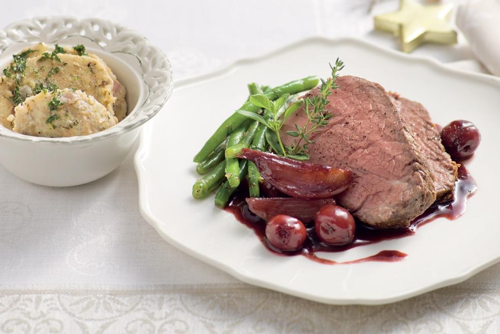 Filet de bœuf, sauce aux cerises et Porto