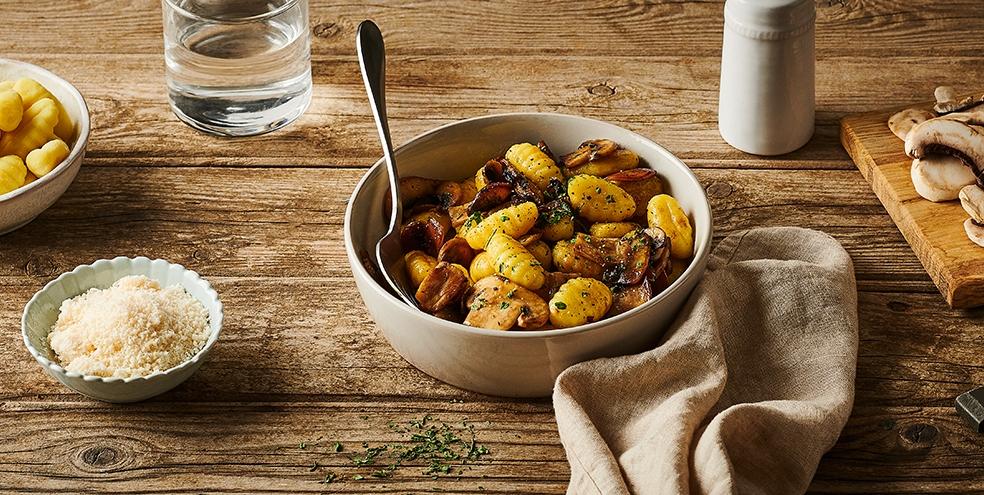 Gnocchis poêlés aux champignons