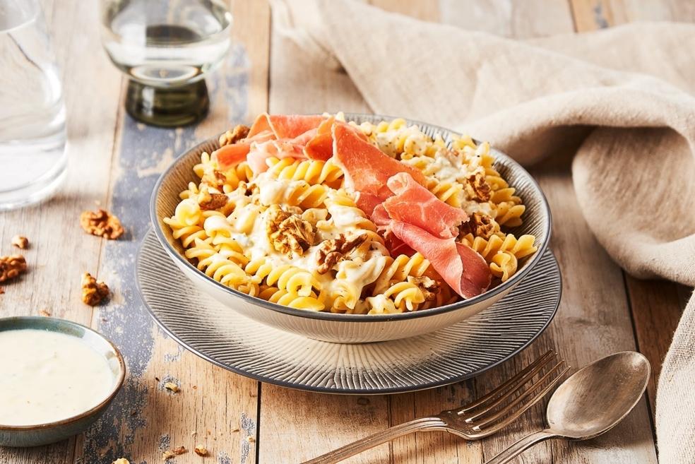 Fusilli gorgonzola et jambon de Parme