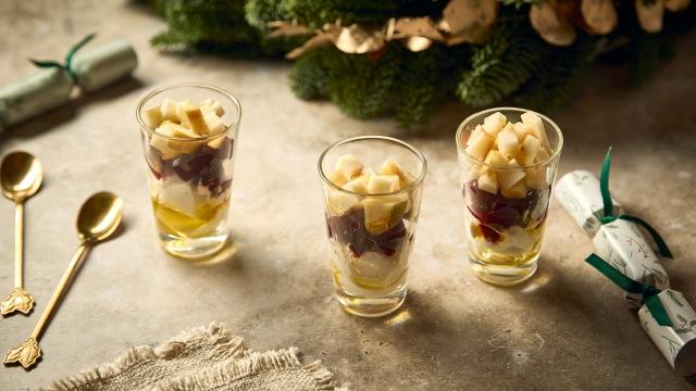 Verrines pommes granny, betterave chèvre