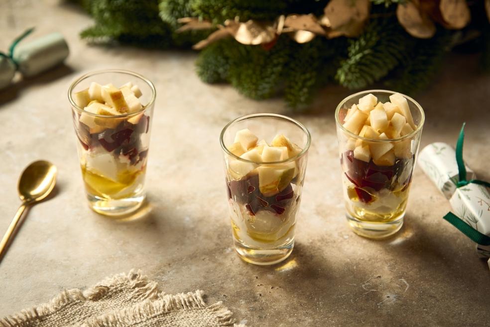 Verrines pommes granny, betterave chèvre