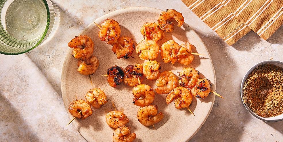 Brochettes de crevettes cajun