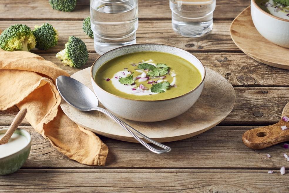 Velouté de brocolis et haricots blancs