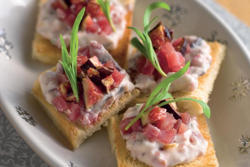 Carré fraîcheur aux figues et au jambon cru