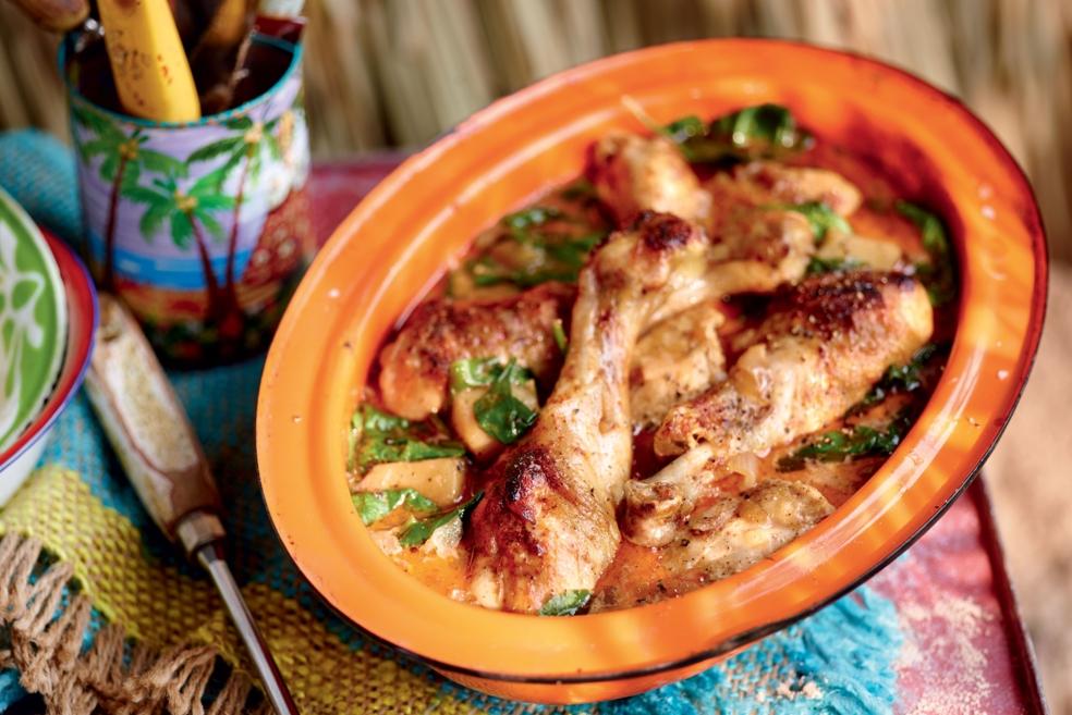 Cocotte de poulet au lait de coco et épinards