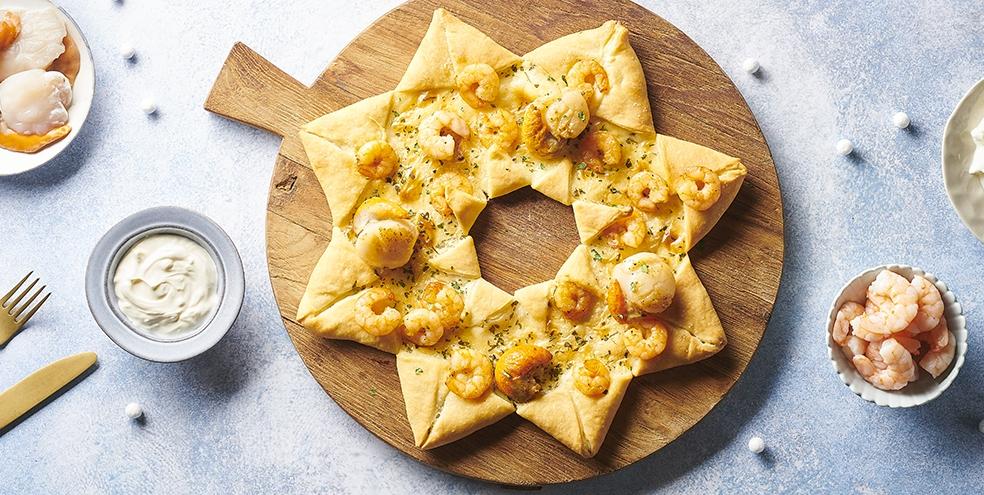 Pizza étoile aux gambas et Saint-Jacques