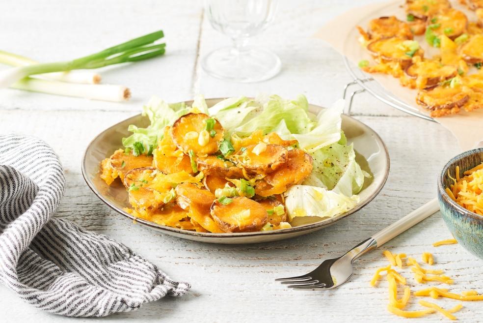 Potatoes rounds cheddar et oignons nouveaux