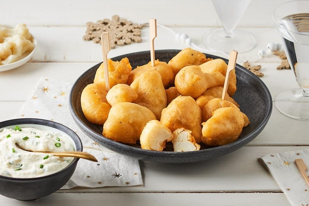 Beignets de chou-fleurs et sauce parmesan