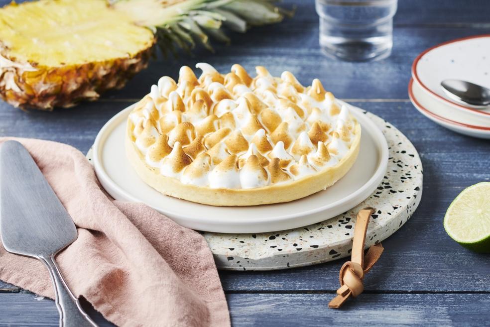Tarte meringuée ananas et citron vert