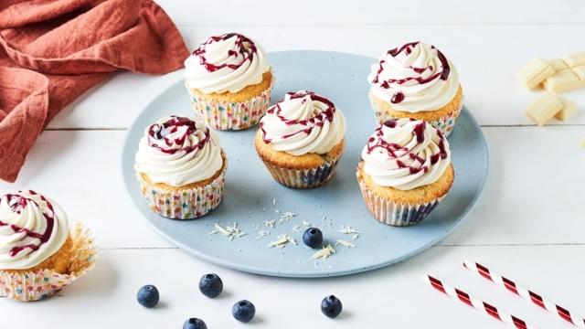 Cupcakes chocolat blanc et myrtilles