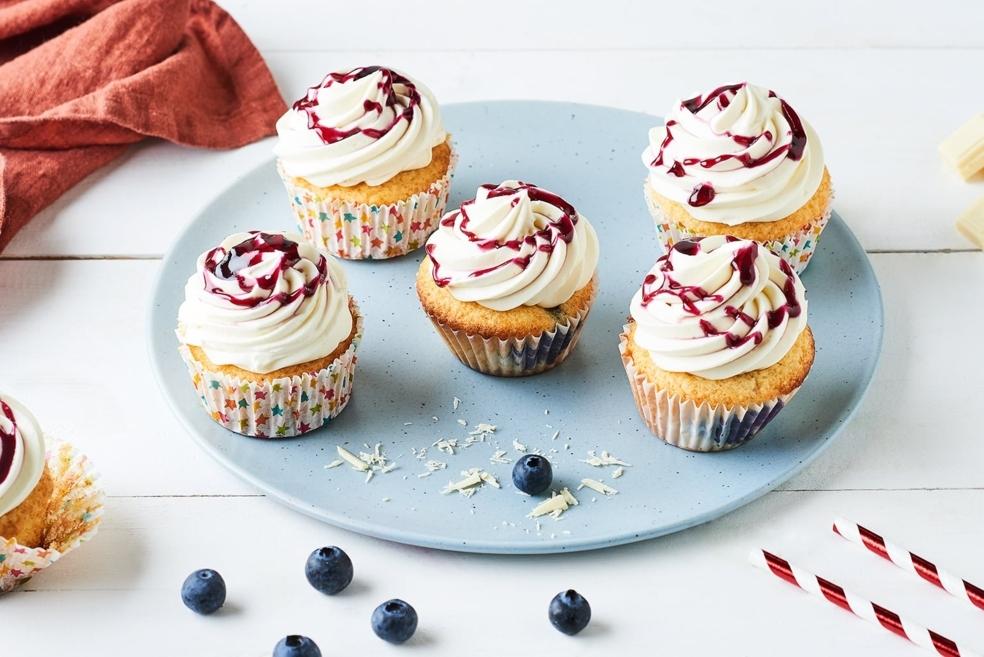Cupcakes chocolat blanc et myrtilles
