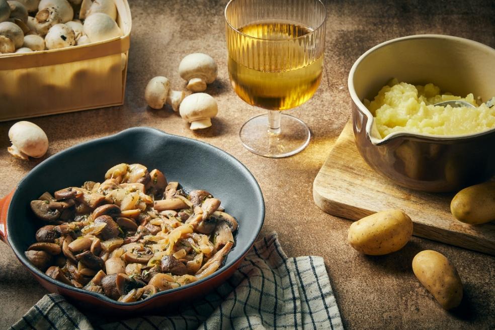 Mijoté de champignons au cidre et purée de pommes de terre