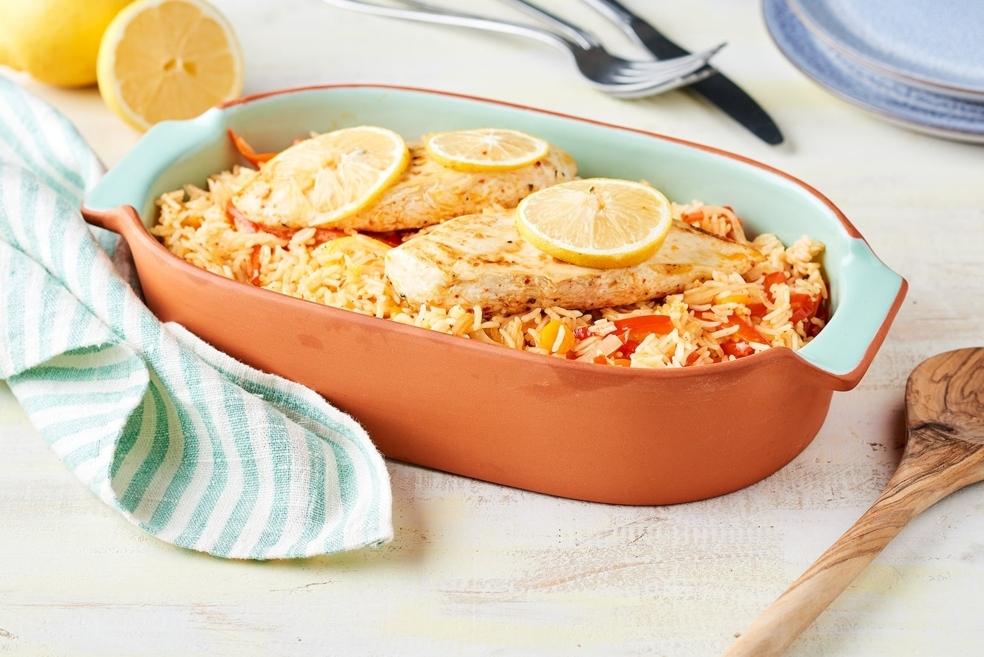 Riz espagnol au poulet et poivrons