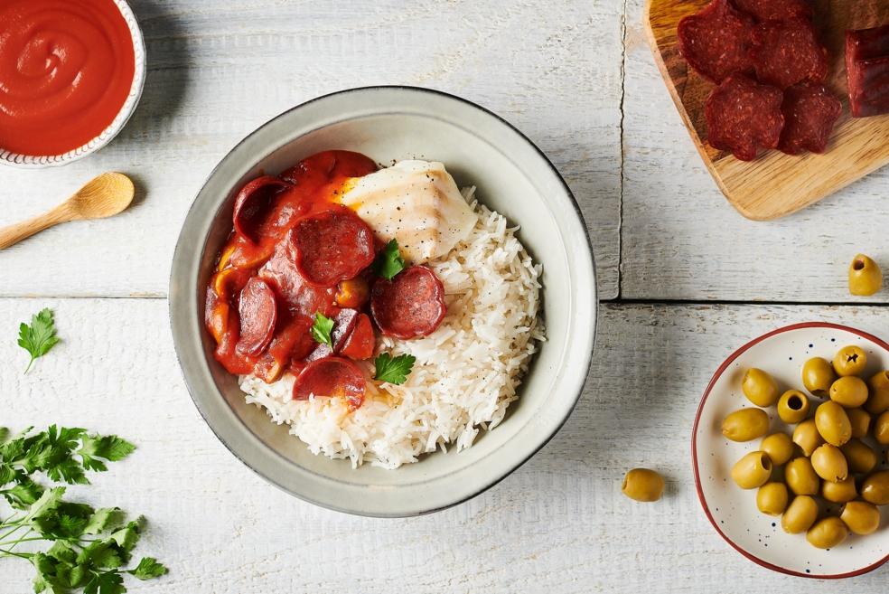 Dos de cabillaud au chorizo