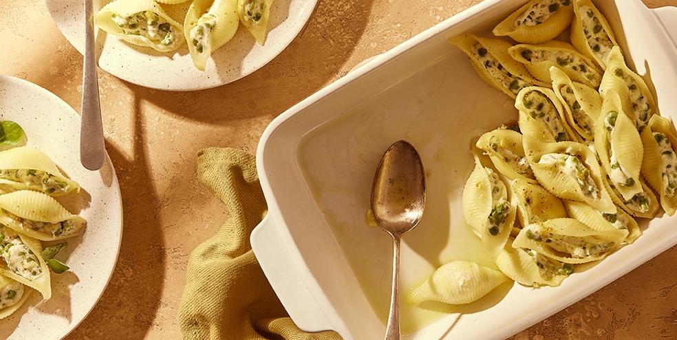 Conchiglioni ricotta petits pois