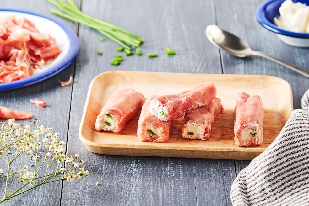 Roulés jambon cru ricotta ciboulette